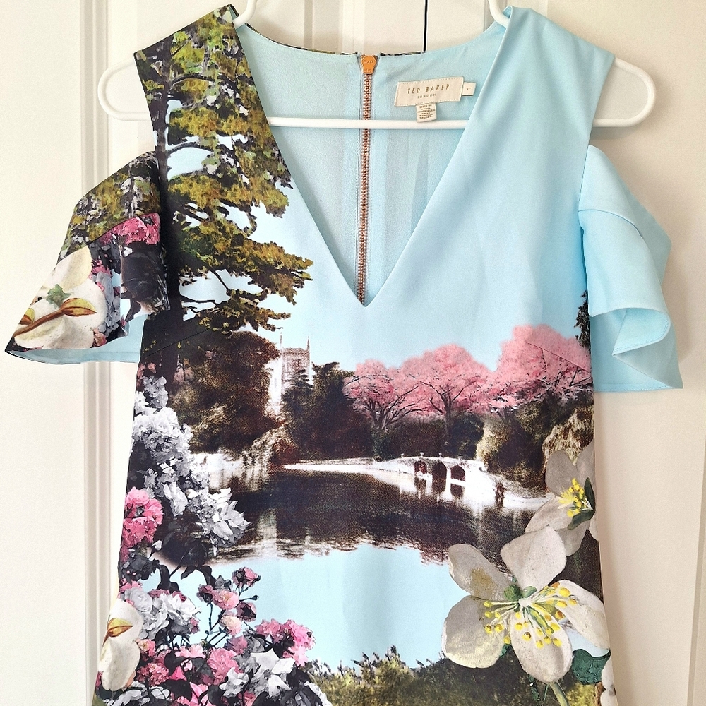 TED BAKER Windermere Blossom Floral Pond Print shift dress Size 1UK, 4 US - Picture 7 of 12